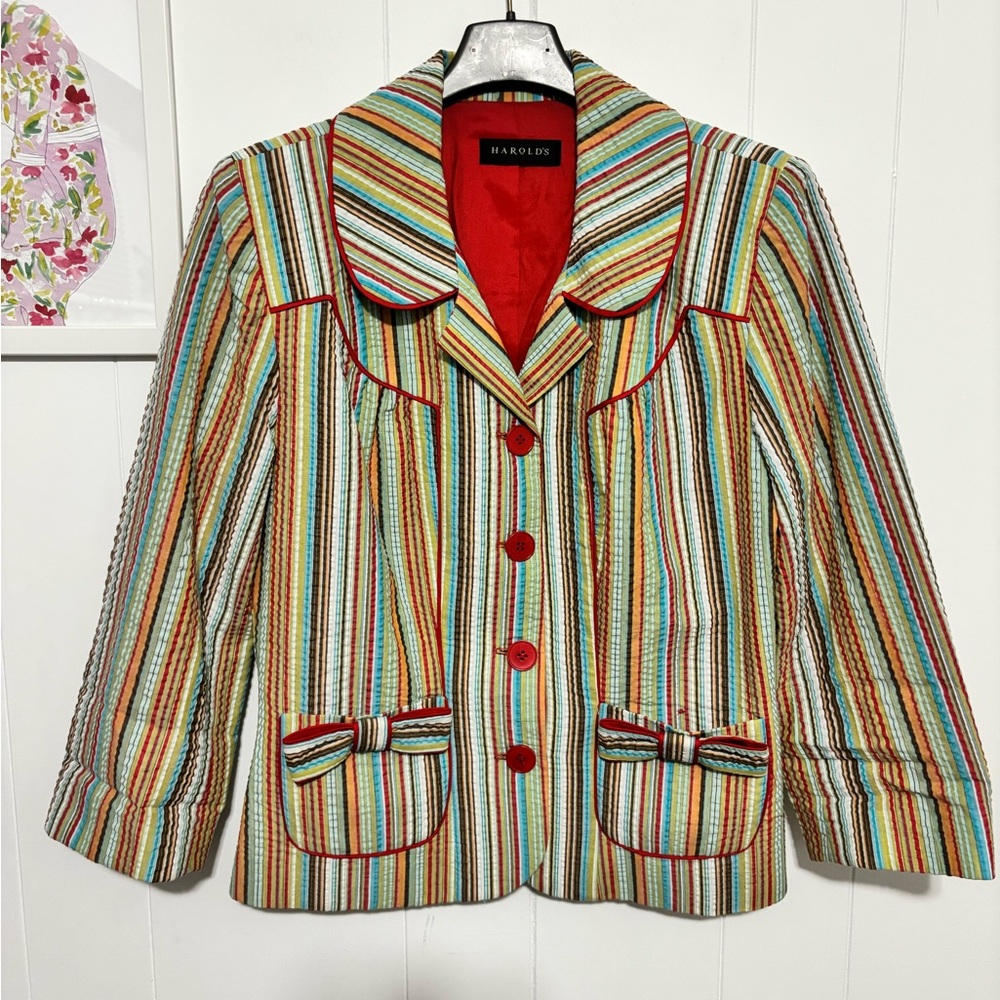 Harold's Vibrant Vintage Striped Women's Blazer